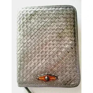 New With Tag Elliot Lucca Zippered Graphite Woven Leather E-Reader Case Kindle